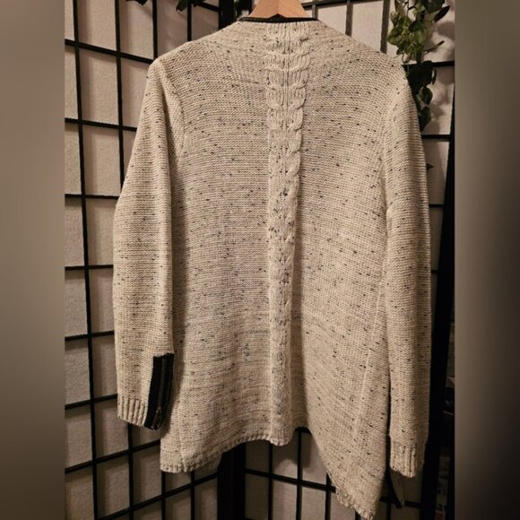 RENJO Open Cardigan with Faux Leather Zippers and Accents Size Large - Picture 2 of 4